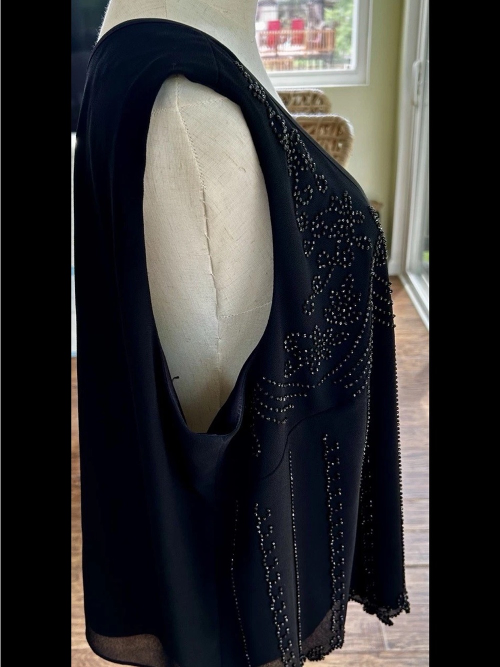 Vintage R&M Richards Black Camisole/ Top with beads size 24W - Picture 2 of 4